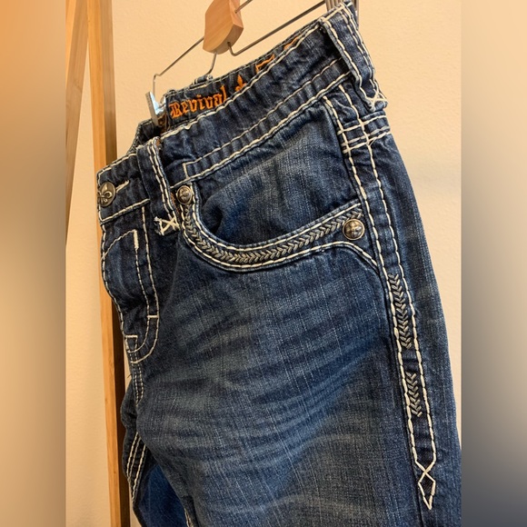 Rock Revival Men’s Bruno Boot Cut 32 Denim Blue Jeans Dark Wash (32x30) - Picture 8 of 15